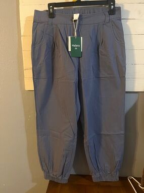 HALARA Mid Rise Calf Casual Jogged Pants Blue